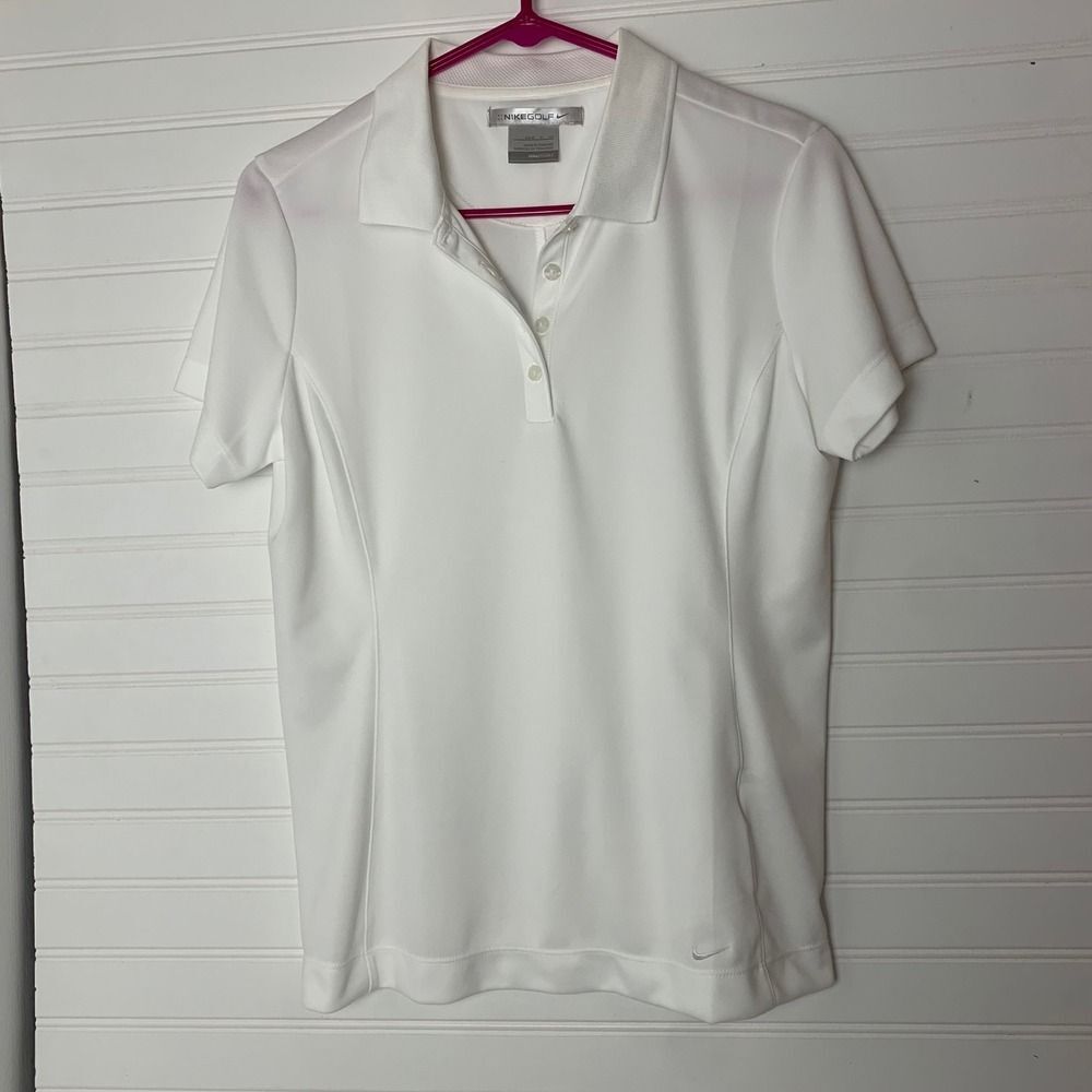 Nike Golf Womens Polo Shirt White Dri Fit Short Sleeve Athletic Top‎